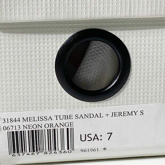 NWT Melissa + Jeremy Scott Tube Flat Sandals in Neon Orange size 7 - Picture 6 of 6